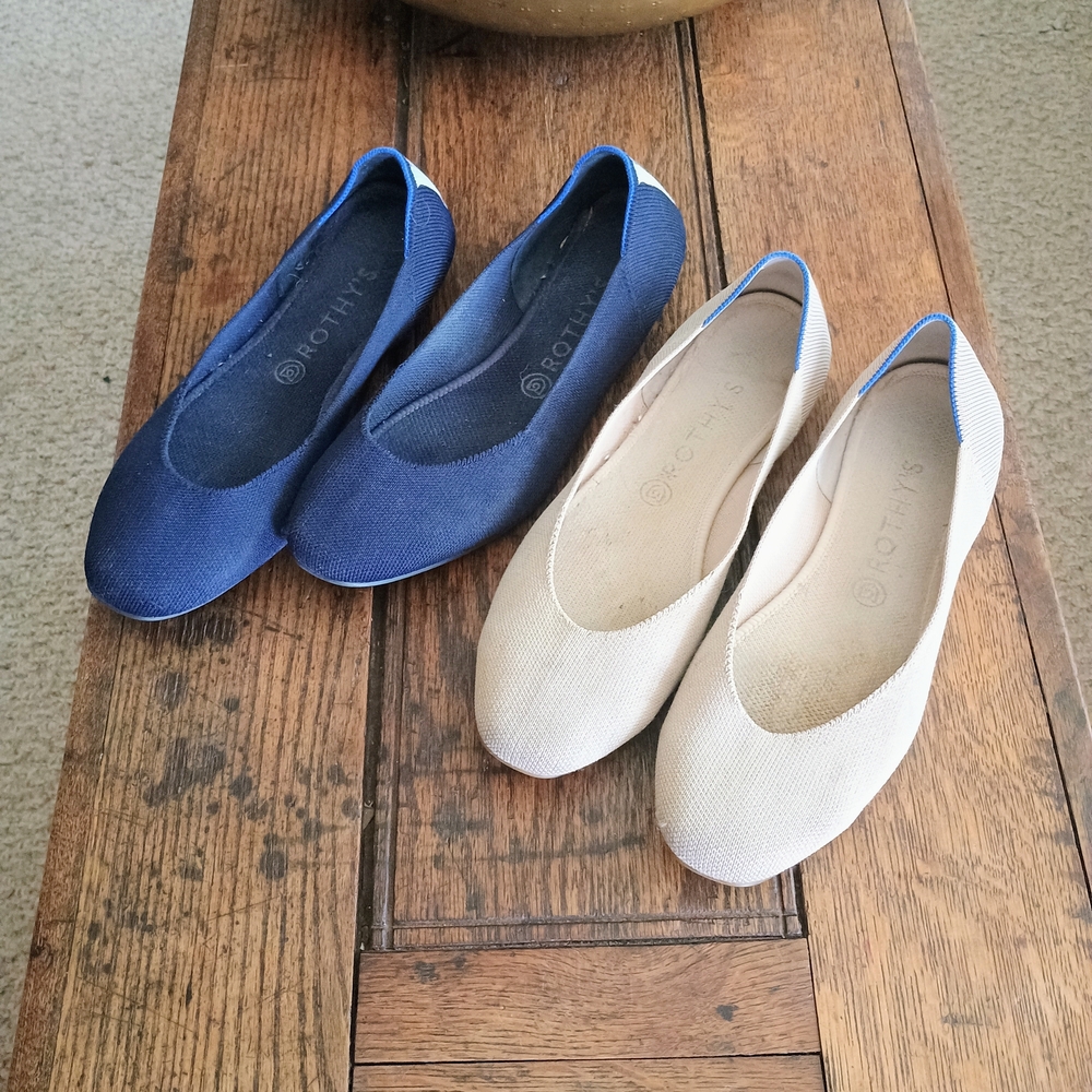 Rothy's Women's Blue and Cream Flats